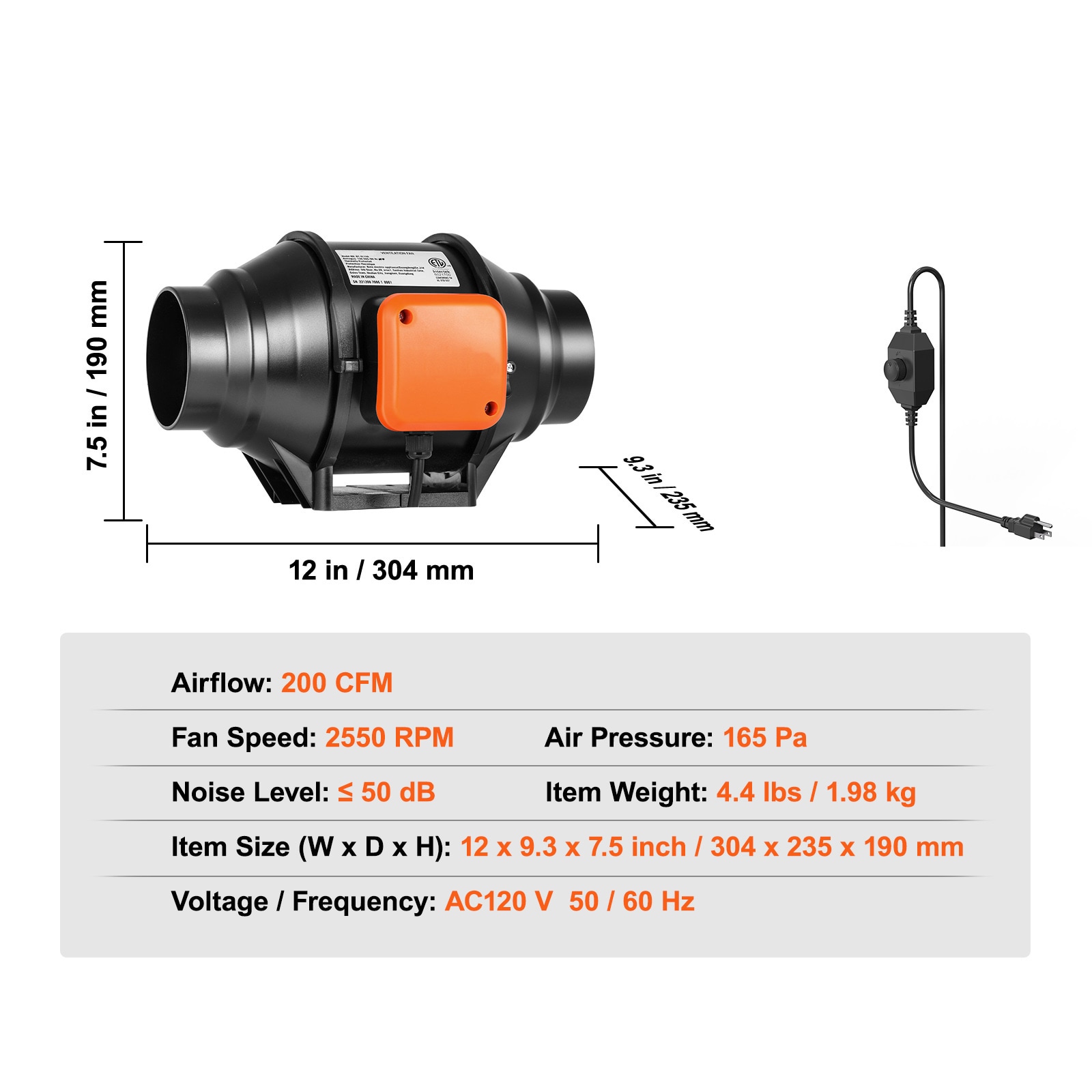 Inline Duct Fan With Variable Speed Control For Hvac Exhaust_voghion.com